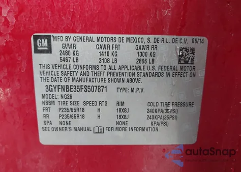 2015 Cadillac Srx Luxury Collection from USA, damaged, VIN 3GYFNBE35FS507871